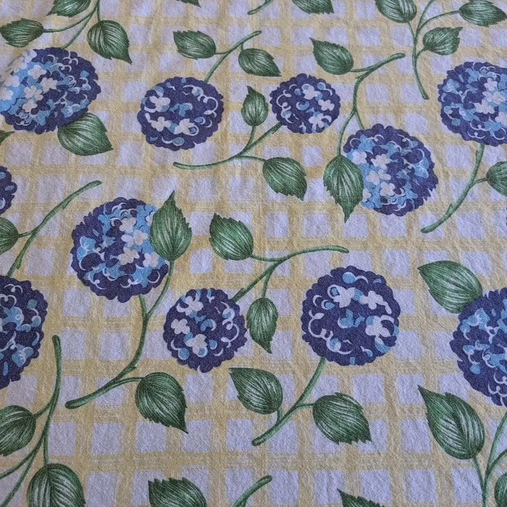 Peggy Walz Artist Series by Western Linen Blue Floral Cotton Tablecloth 50 x 50